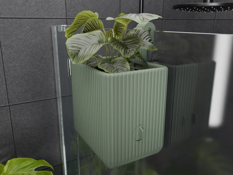 Self-watering Planter for Glass Shower Door