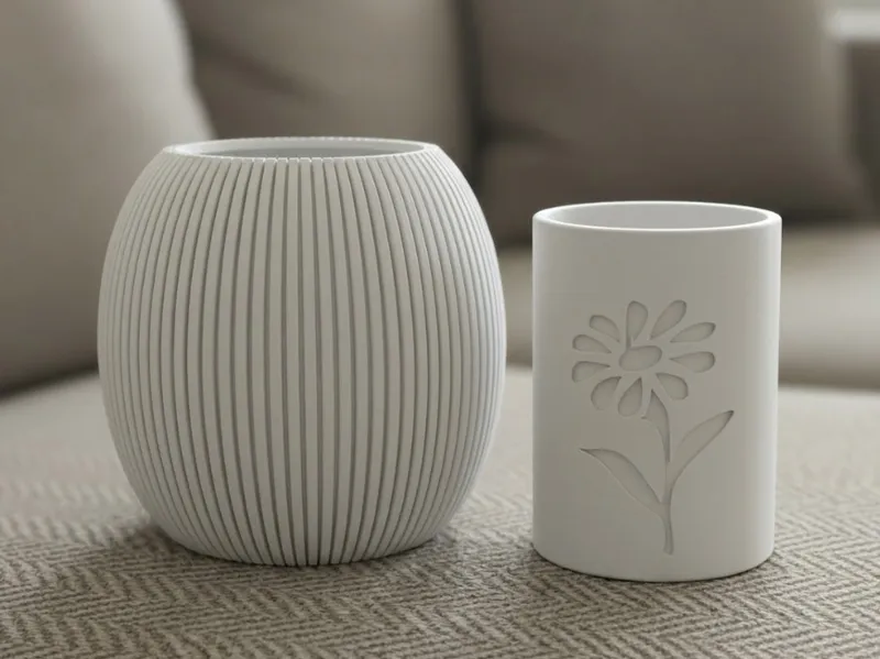 Modern Ribbed Planter with Inner Insert