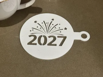 Modelo para impresión 3D: 2027 Coffee Stencil - New Year Coffee Art — vista de referencia 3