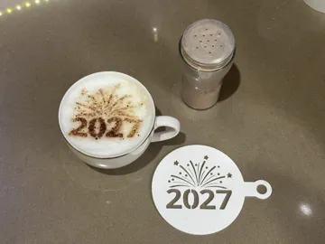 Modelo para impresión 3D: 2027 Coffee Stencil - New Year Coffee Art — vista de referencia 4