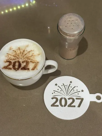 Modelo para impresión 3D: 2027 Coffee Stencil - New Year Coffee Art — vista de referencia 2