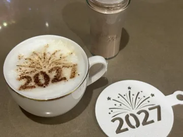 Modelo para impresión 3D: 2027 Coffee Stencil - New Year Coffee Art — vista de referencia 5
