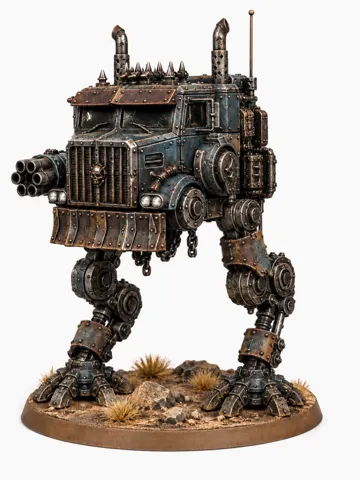 Escenografía en miniatura: Grimdark Wasteland Soldiers Walker Gun Truck — vista de referencia 2