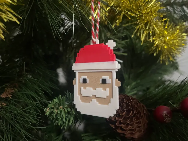 Pixel Santa Christmas Ornament