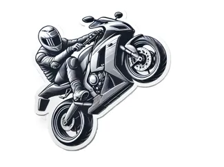 Wheelie Motorcyclist – 3D Printable Sticker