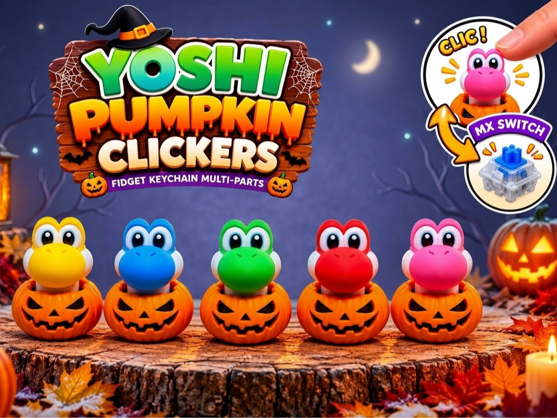 Figura Clicker de Yoshi Calabaza: Diversión y Decoración en 3D