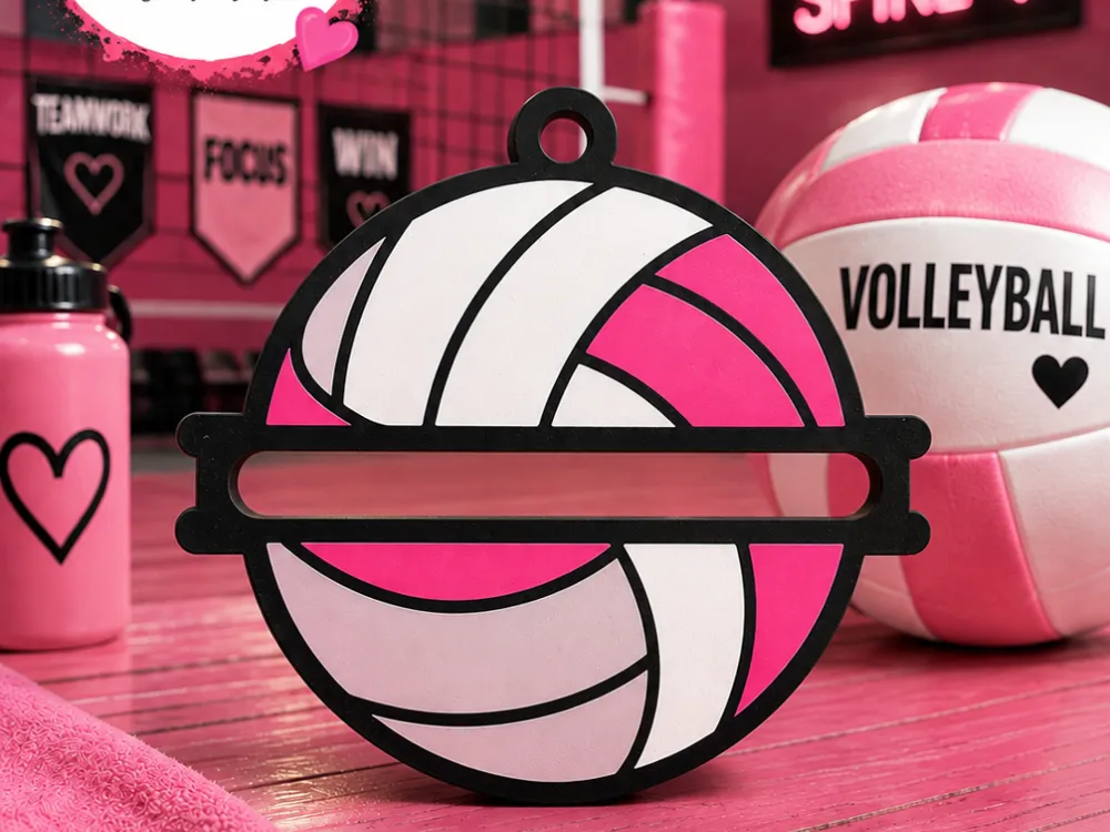 Accesorio para sujetar ligas de cabello: Volleyball Hair Tie Holder Keychain. Referencia del modelo original.