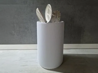 Ribbed Container for Kitchen Utensils