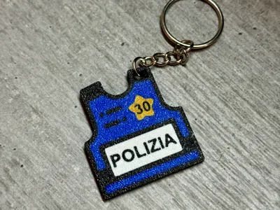 3D Printed Police Keychain - 30th Birthday Edition