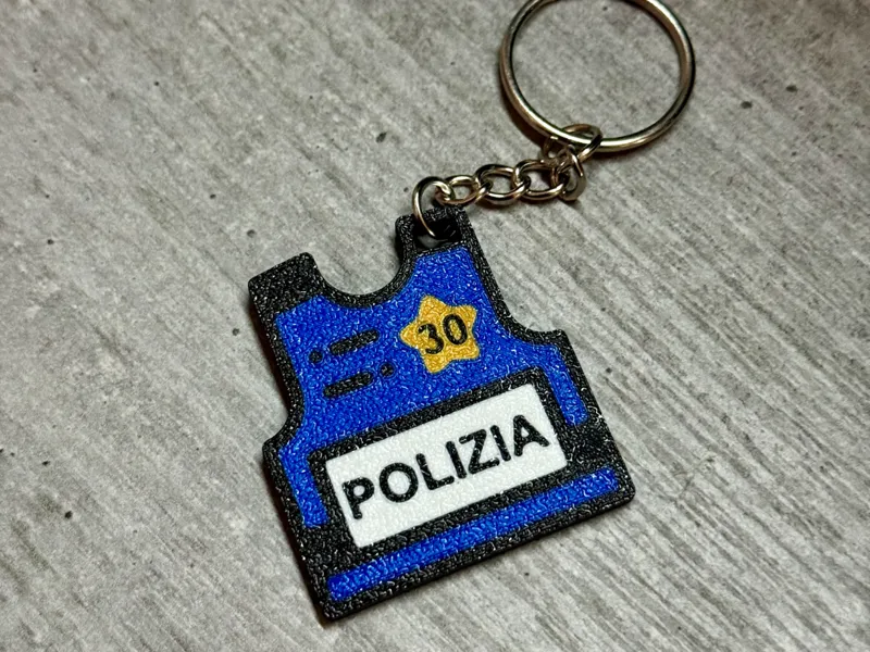 3D Printed Police Keychain - 30th Birthday Edition
