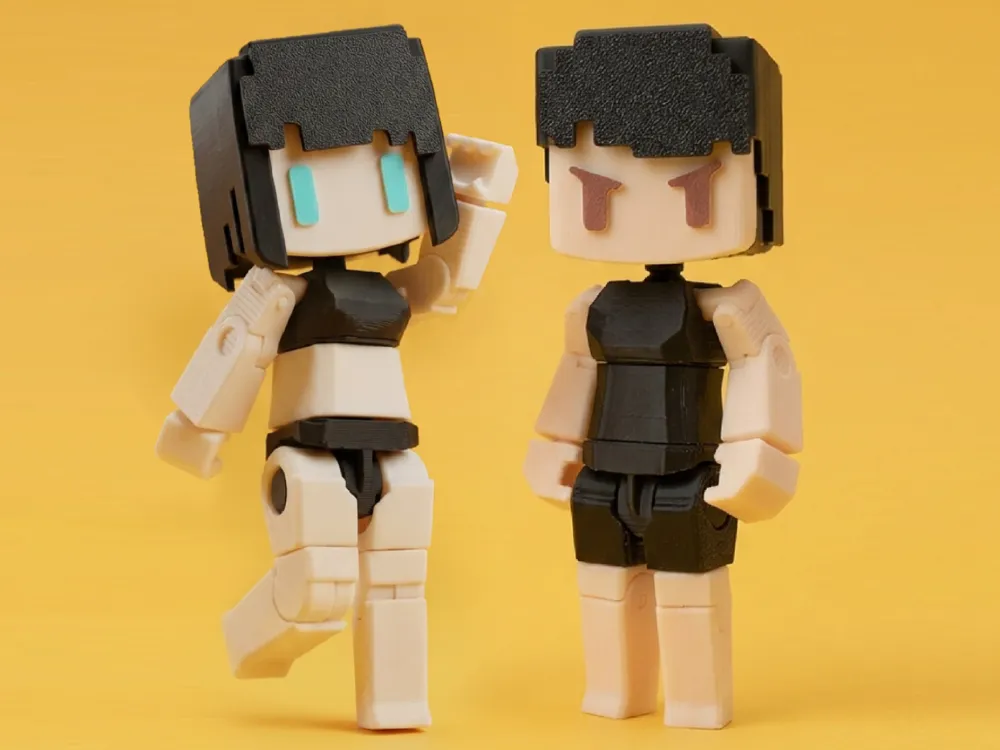 Modelo para impresión 3D: PLBR - 可動方塊人(進階2.0). Referencia del modelo original.