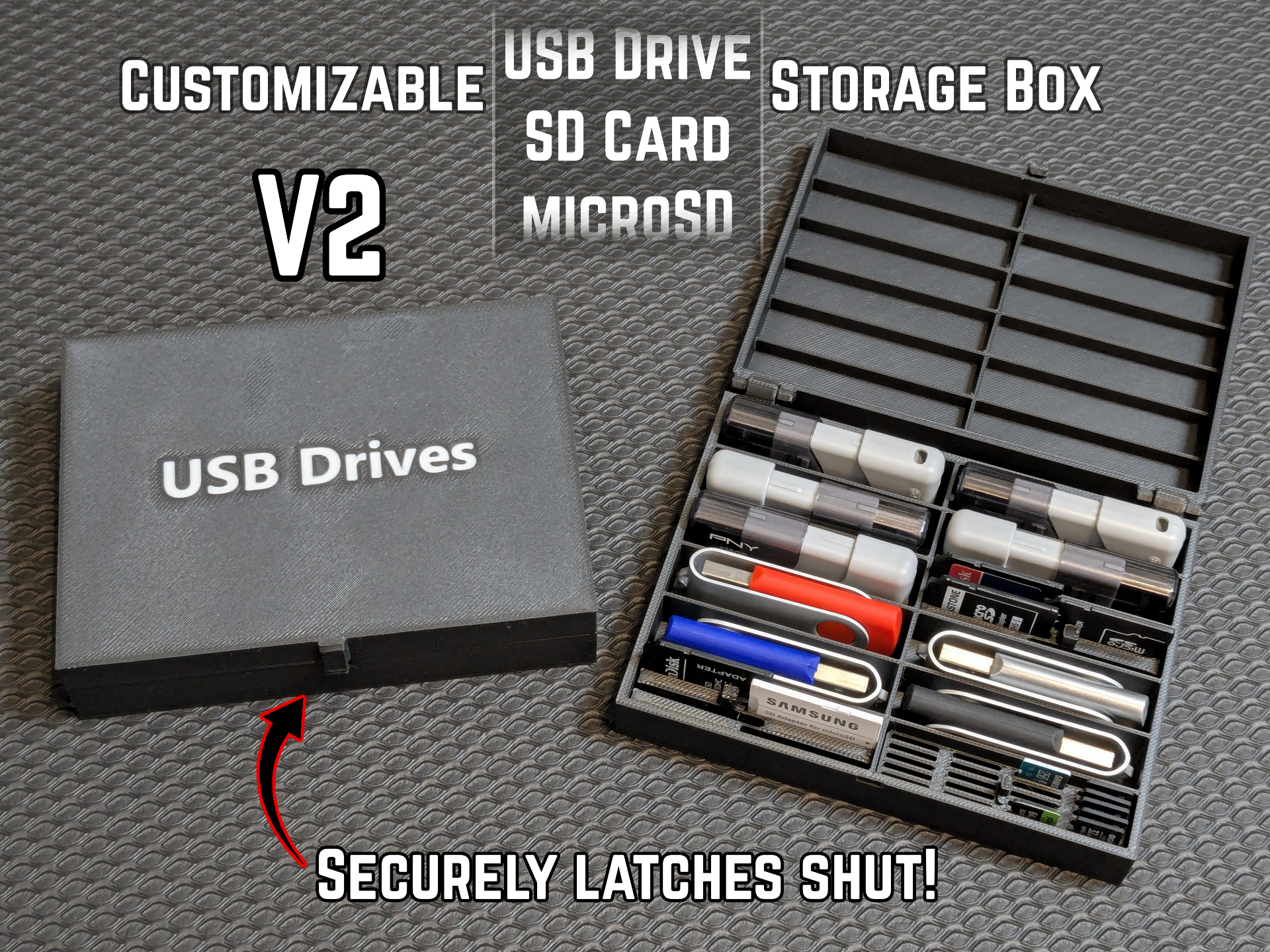 Customizable USB and SD Card Storage Box - V2
