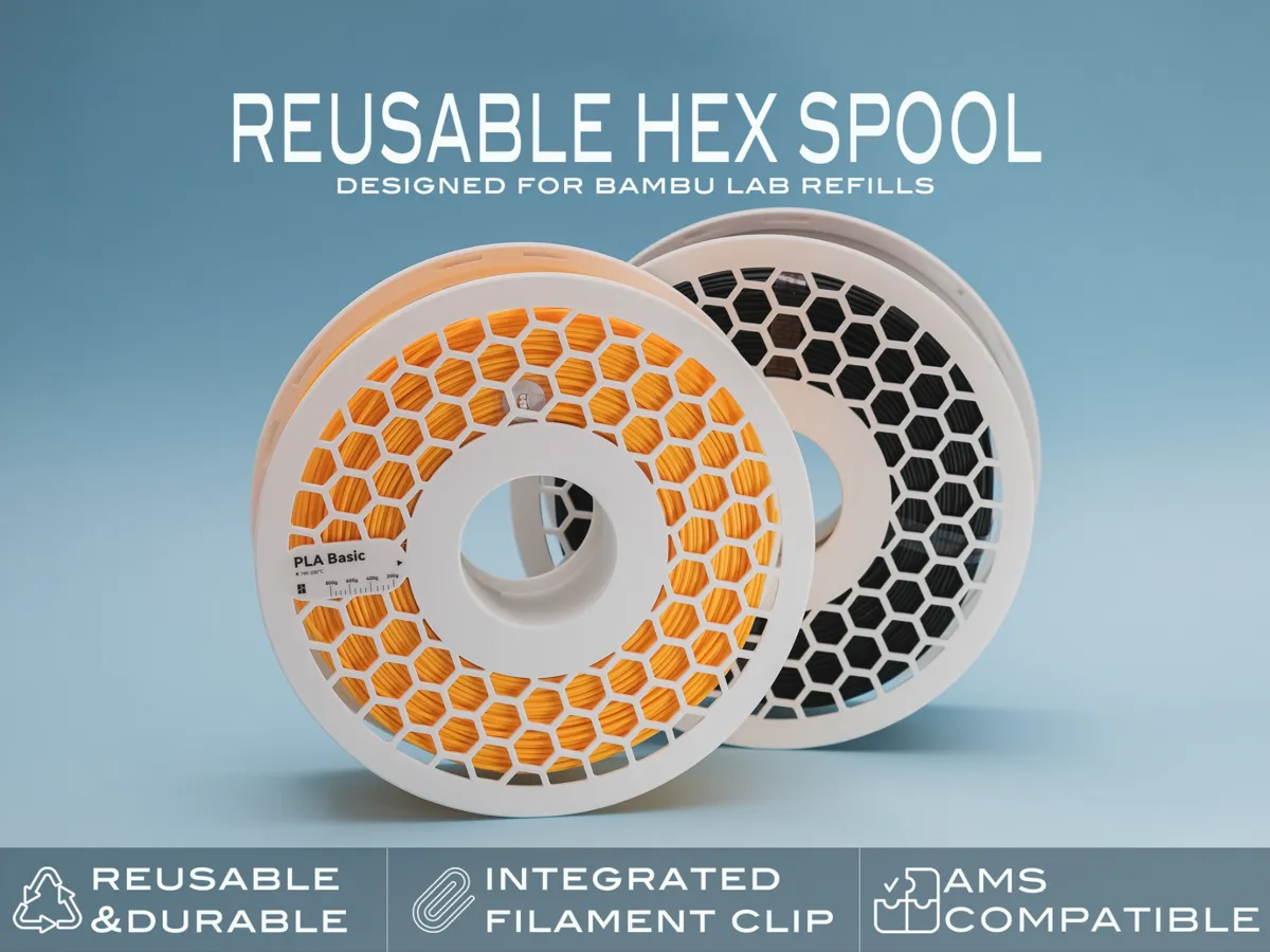 Reusable Hex Spool - 3D Printers - PLA - 3D printed product