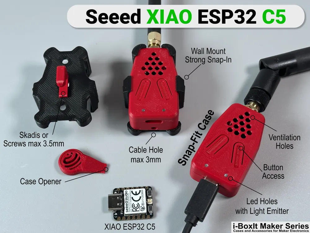 Accesorio para boquillas: Seeed Studio XIAO ESP32 C5 | Antenna | Snap-Fit. Referencia del modelo original.