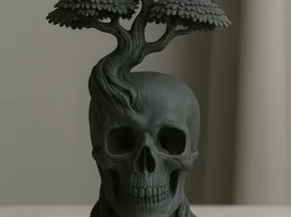 Tree of Life on Skull – Symbolic 3D Sculpture