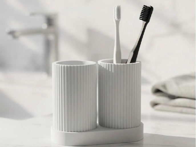 Modern Ribbed Toothbrush Holder