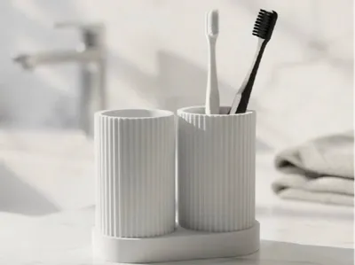 Modern Ribbed Toothbrush Holder