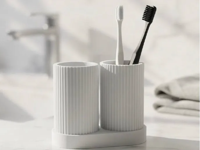 Modern Ribbed Toothbrush Holder