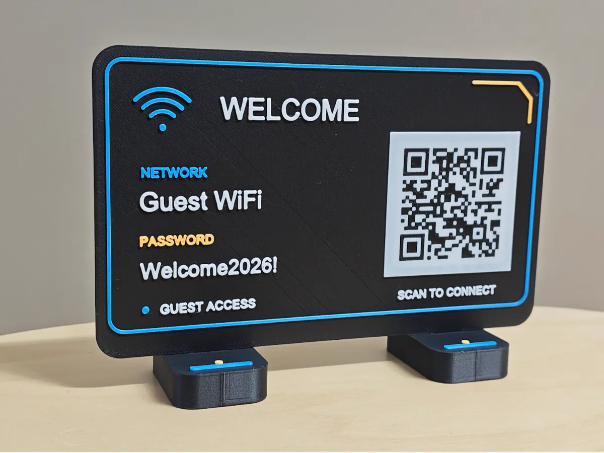 WiFi21ST - Freestanding Guest WiFi Sign - Free 3D Print Model - MakerWorld