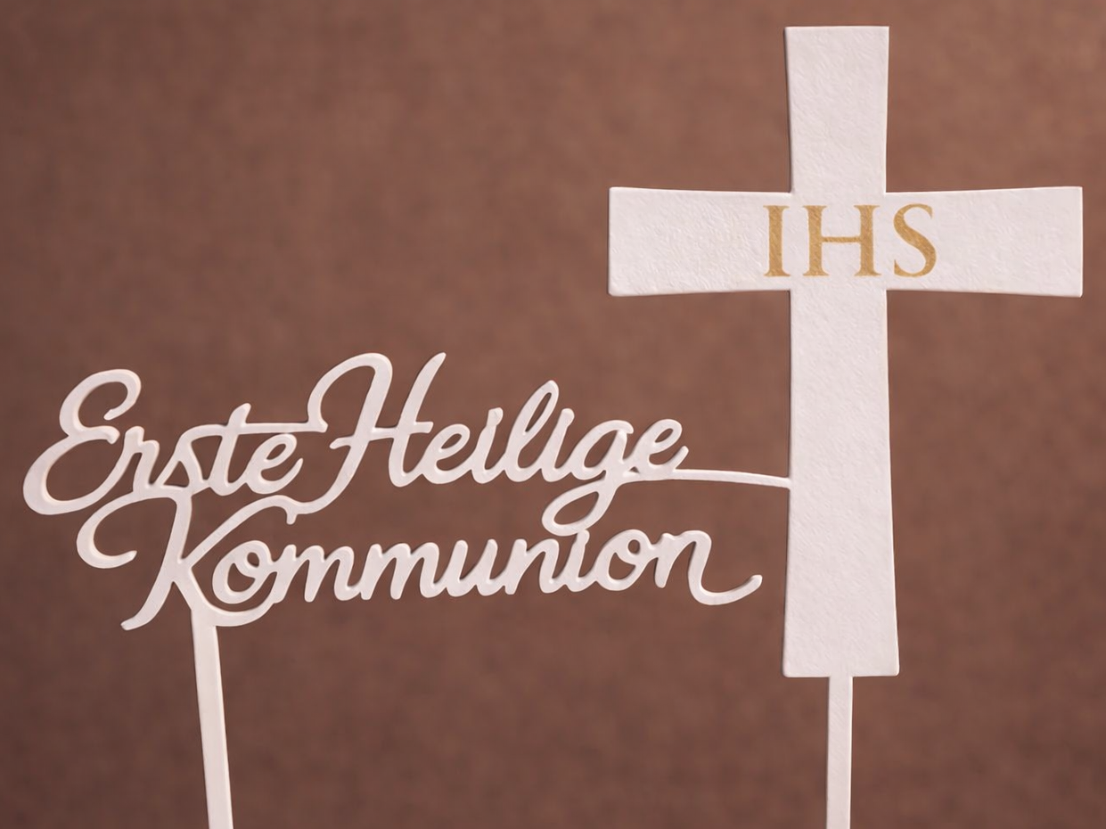 First Holy Communion  Topper with Cross IHS