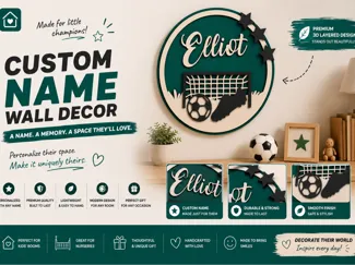 Deco de futbol para nombre personalizado