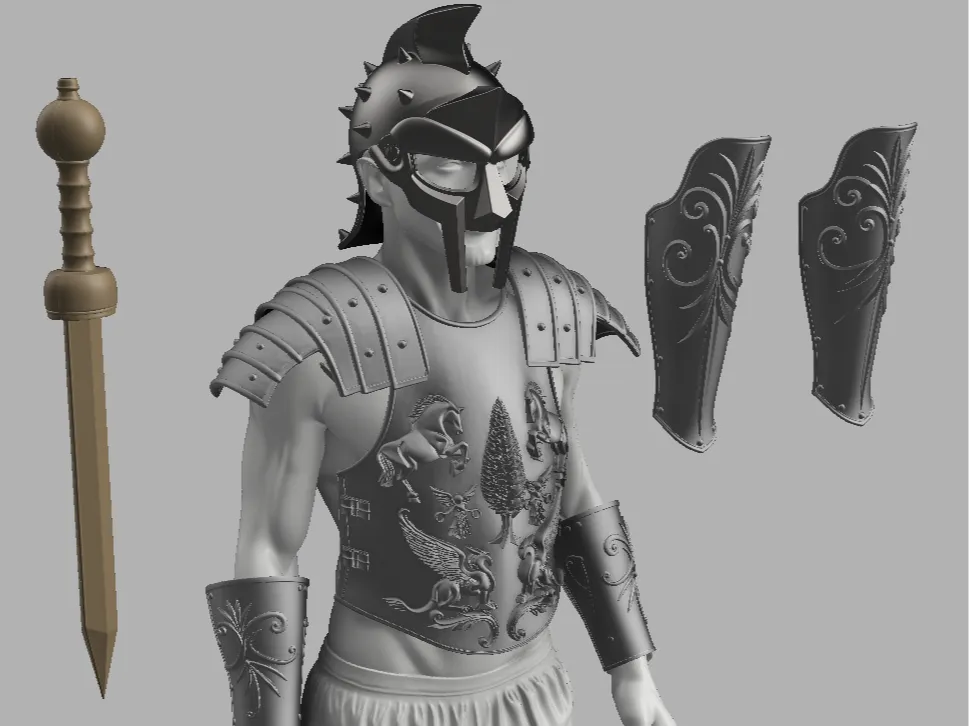 Accesorio de taller: COSPLAY WEARABLE Russell C. Gladiator Armor +Sword. Referencia del modelo original.