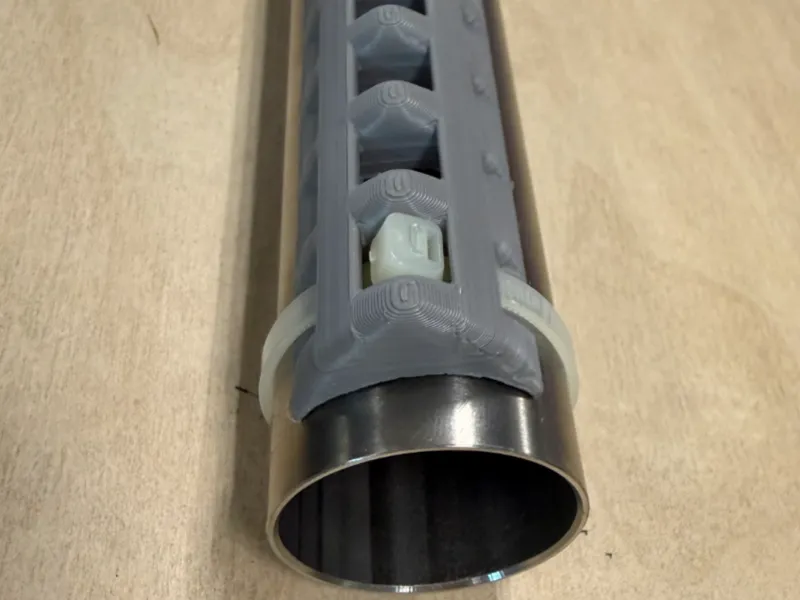 Handrail grip, cable tie on no sharp tie cut ends