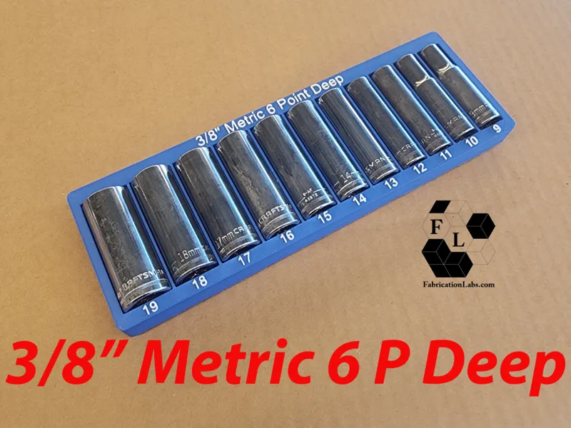 3/8 Metric 6 point deep socket, gridfinity