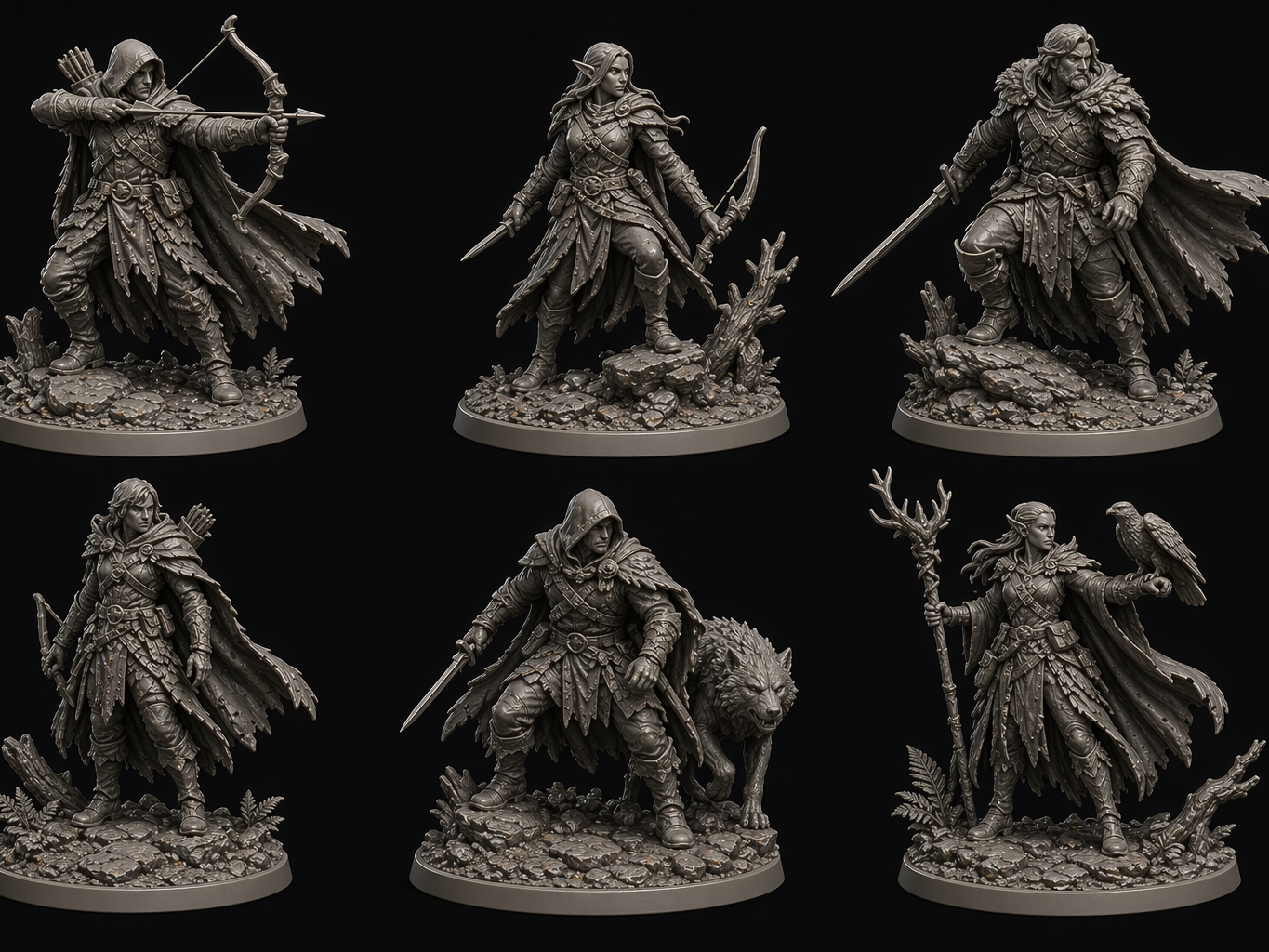 Ranger 6 Pack DnD Mini Archer Miniature Diorama