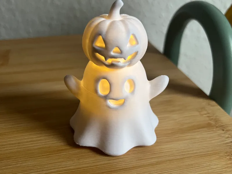 Halloween Ghost Lamp with Pumpkin