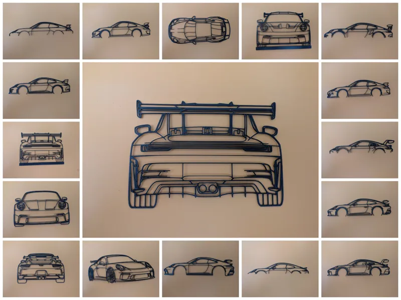 collection of 29 Porsche 911 gt3's silhouettes
