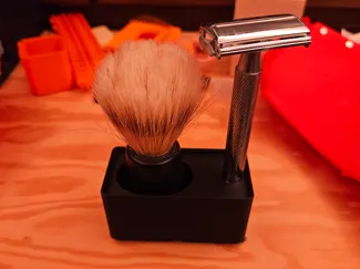 Gridfinity holder for shaving brush and razor
