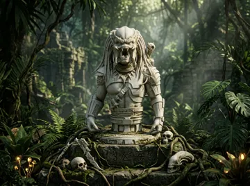 Figura decorativa: Predator Bust | Yautja Hunter Warrior Sculpture — vista de referencia 3