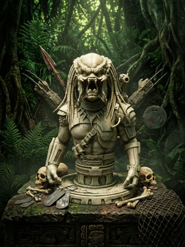 Figura decorativa: Predator Bust | Yautja Hunter Warrior Sculpture — vista de referencia 4