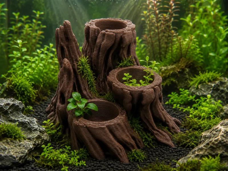 Triple Tree Stump Planter | Aquarium Planter