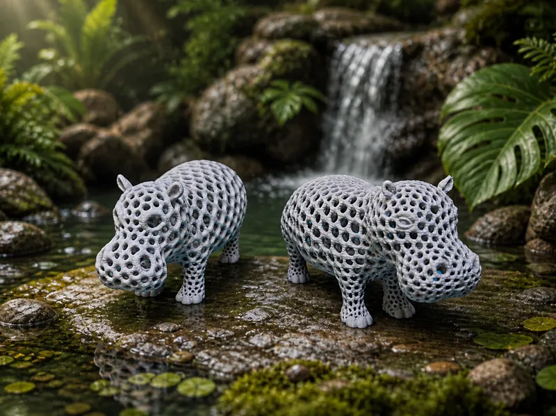 Voronoi Hippo Duo – Mit & Ohne Augen