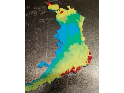 Osaka Prefecture 3D map: Uemachidaichi plateau highlighted