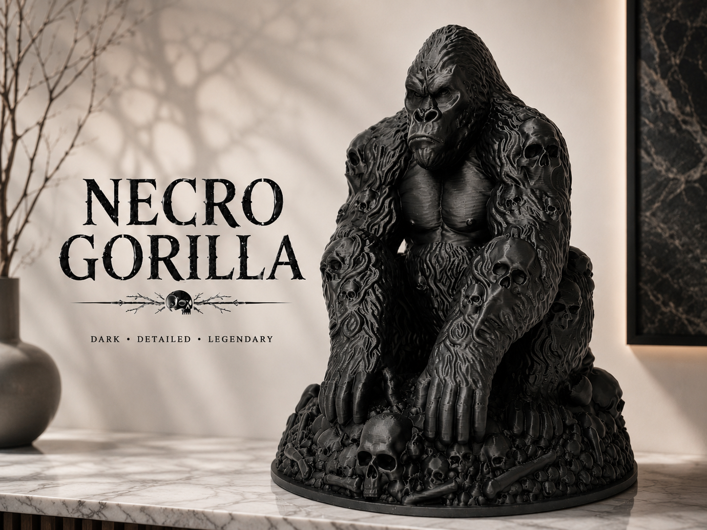 Necro Gorilla – Dark Throne Statue (Easy Print)