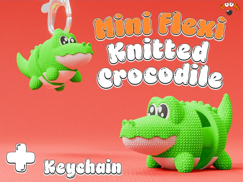 Knitted Crocodile Mini Flexi Fidget Toy/Keychain