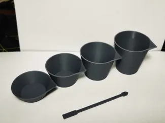 Stackable paint mixing cups with stirrer, 4 sizes