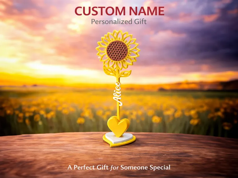 Valentine Sunflower with Stem (Custom Name)