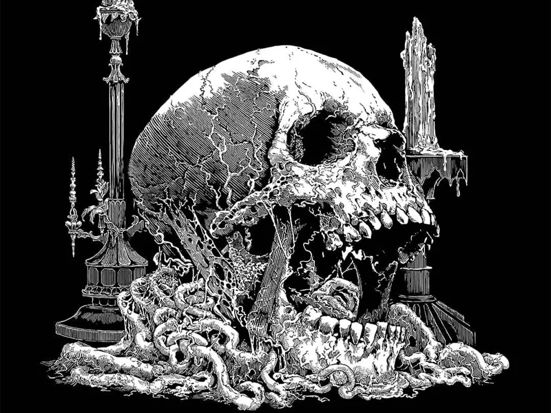 Skull with candles 200x200