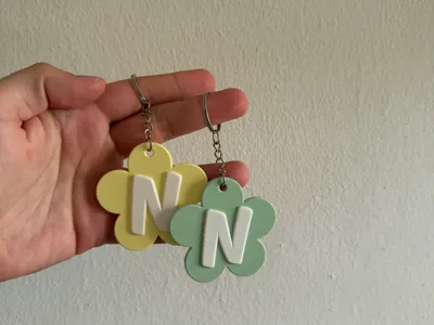 Flower Keychain with Personalized Initial - keychan