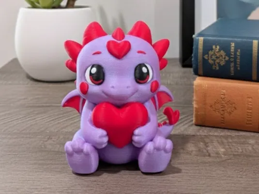 Valentine’s Dragon Holding Heart Display Figure