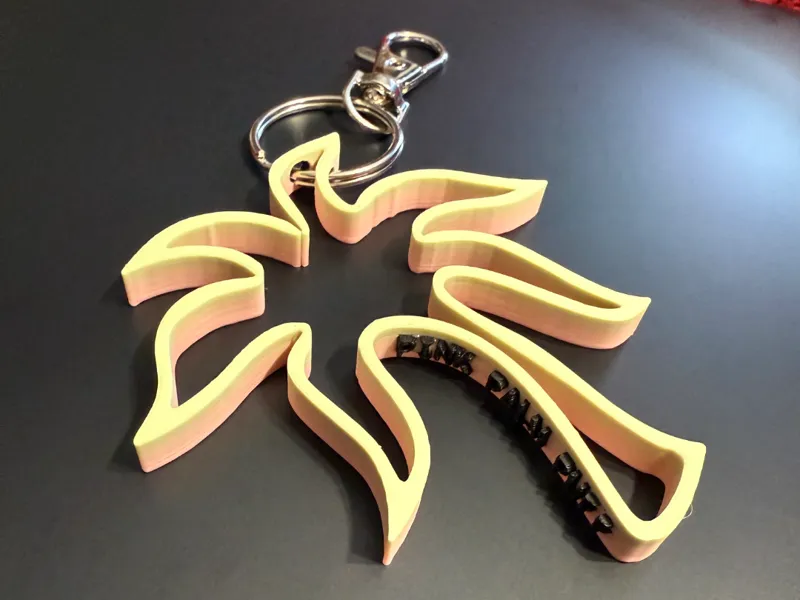 PINK PALM PUFF KEYCHAIN