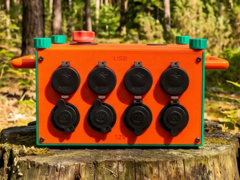12V Solar Charging Station 4x USB + 4x12V Sockets