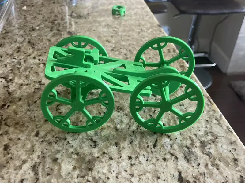 Rubber Band Car (100% 3D print, Laser Cuttable)