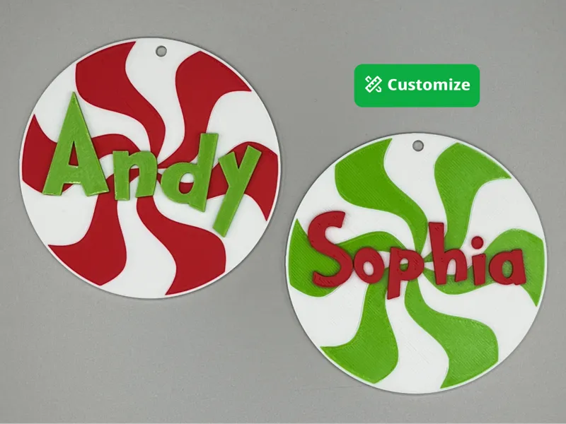 Personalized Grinch-Inspired Candy Swirl Ornament