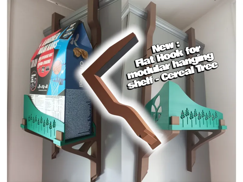 Flat Hook for modular hanging shelf - Cereal Tree