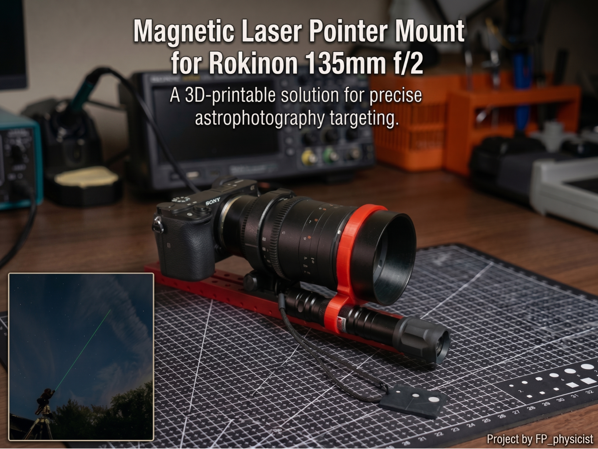Magnetic Laser Pointer for Rokinon / Samyang 135/2